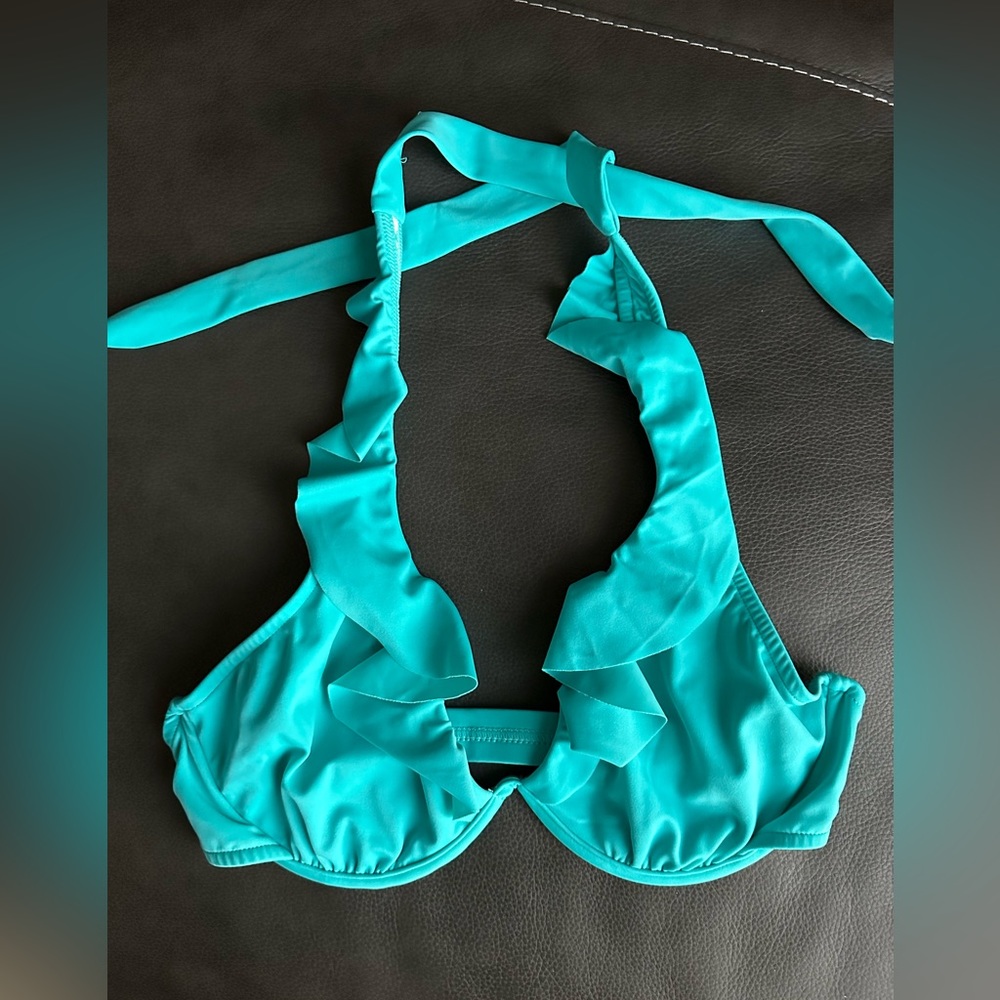 VENUS Underwire Lined Ruffle Bikini Top Turquoise
